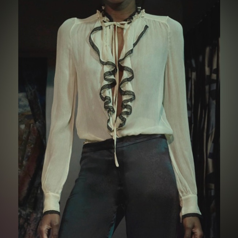 ALEXIS lace trim blouse